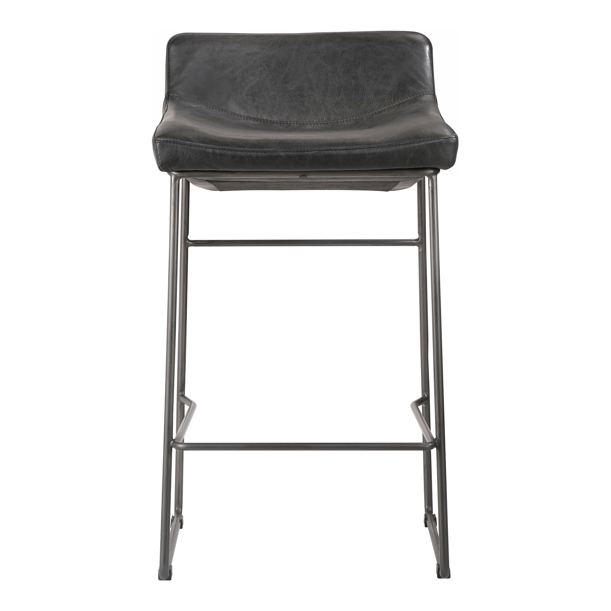 Brittany Bar & Counter Stool, Black Genuine Leather, Counter Stool (26” Seat Height)