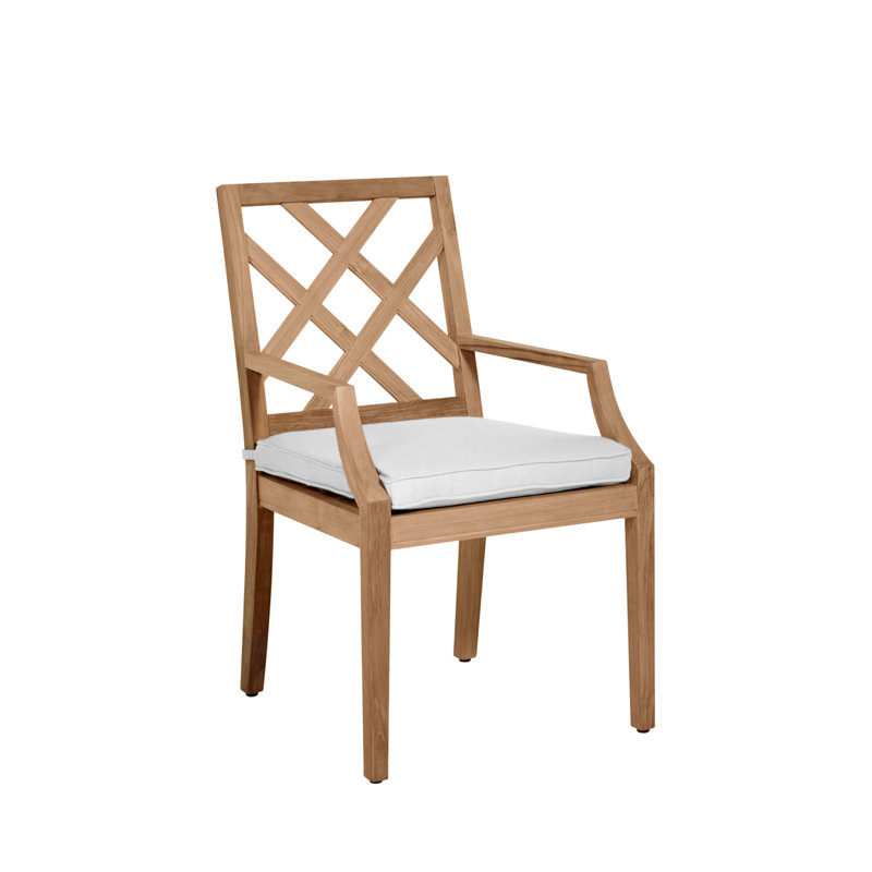 Haley Patio Dining Armchair with Cushions, Welt, Verona Mist, Natural Teak