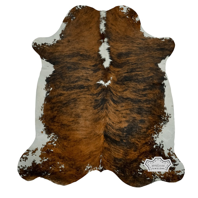 Large 6 × 7 ft Medium Tricolor Cowhide Rug - 100% Genuine Leather - Natural Luxury Boho-Chic Accent, Cowhide 6' x 7'