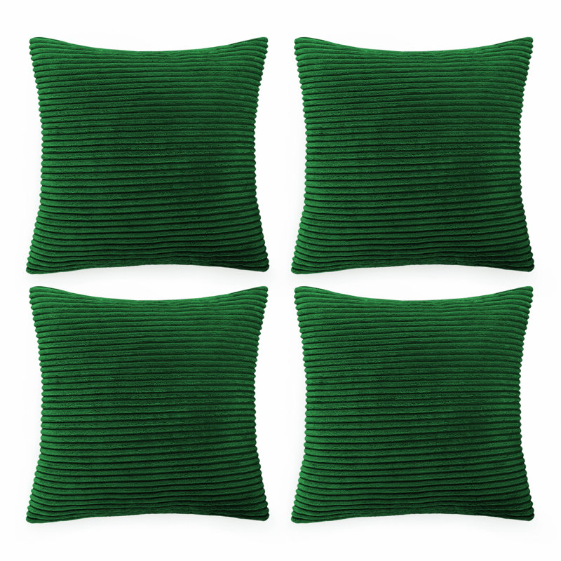 Striped Square Euro Cushion Cover, Emerald