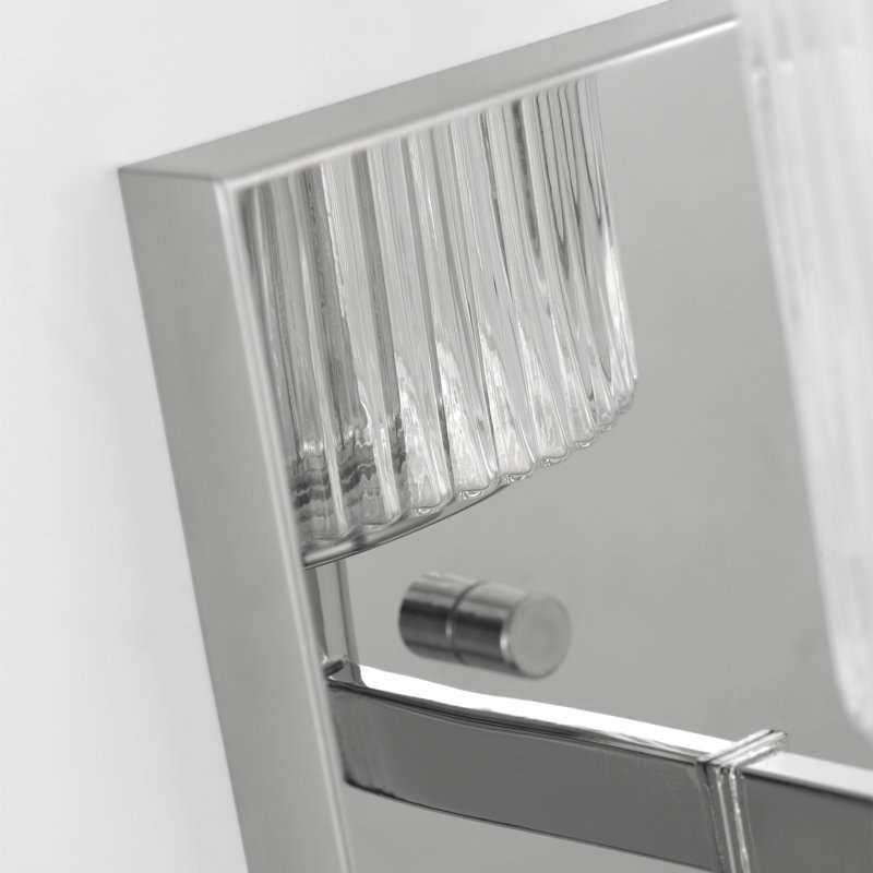 Applique murale de salle de bain avec abat-jour en verre cannelé transparent Luisa, 1, Chrome
