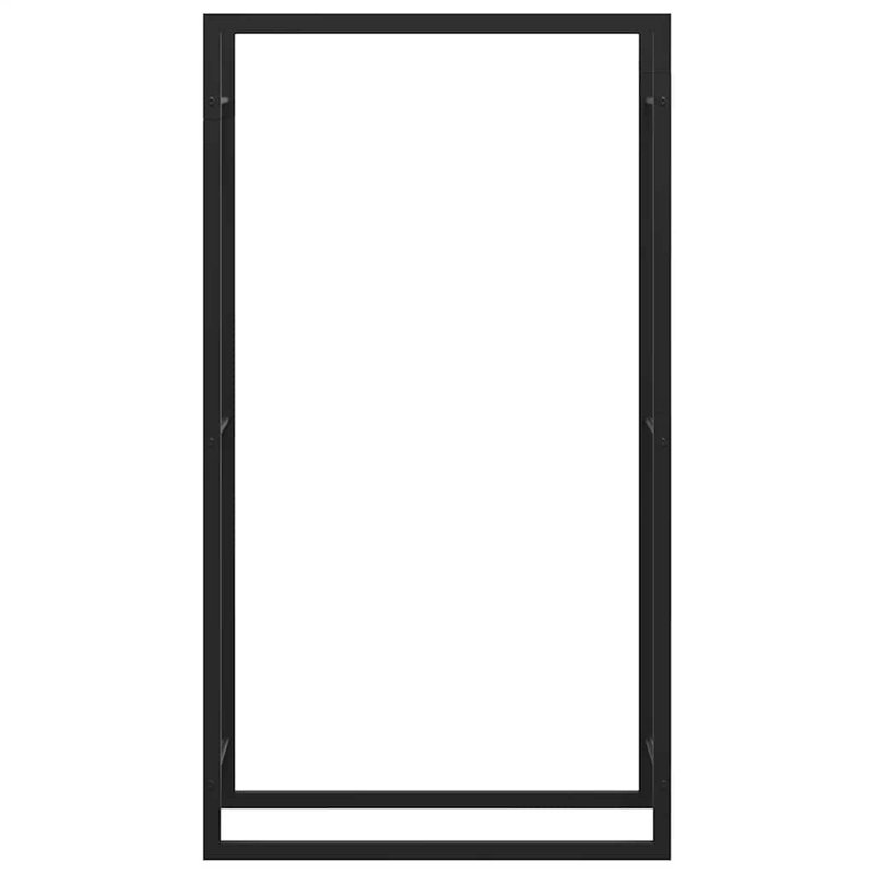  Support de rangement pour bûches d'extérieur en acier noir mat 80 x 28 x 154 cm