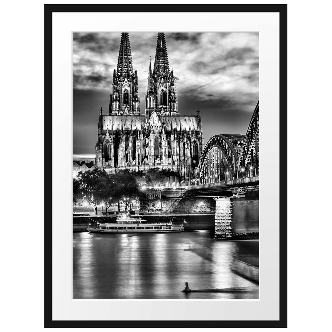 Gerahmtes Poster Hohenzollernbrücke bei Nacht