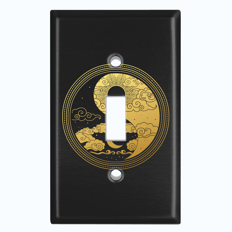 Yin Yang Peace Yellow Sun Black Moon 1 - Gang Toggle Light Switch Standard Wall Plate