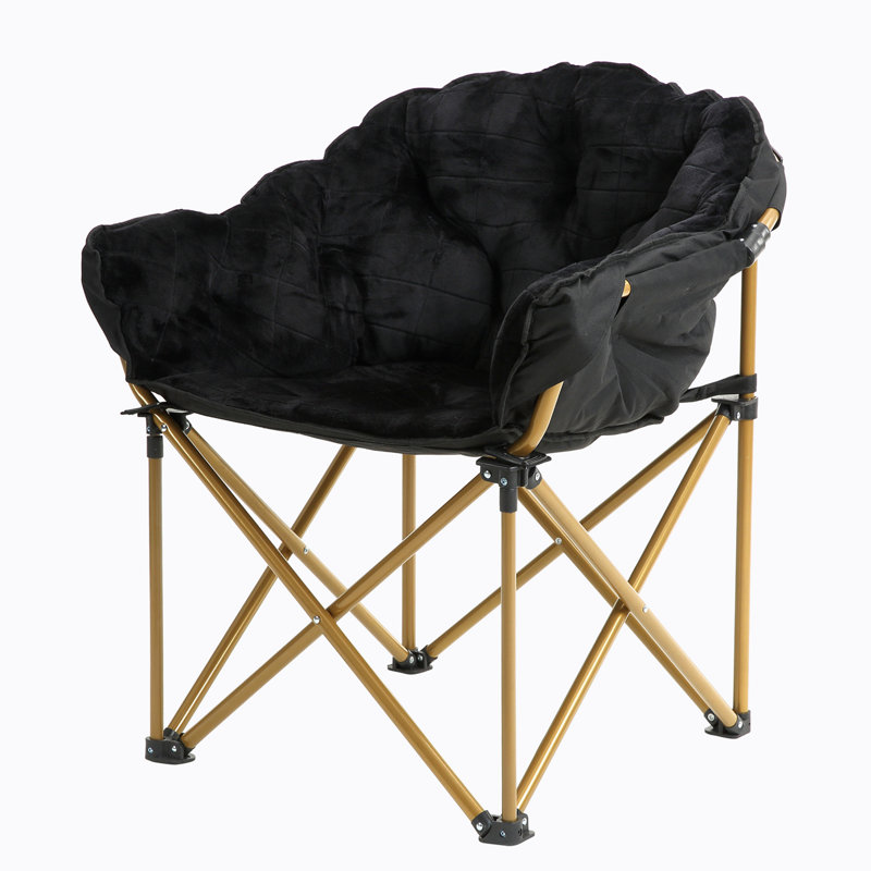 Club Chair/Faux Fur Saucer Chair for Bedroom/X-Large, Black Faux Fur