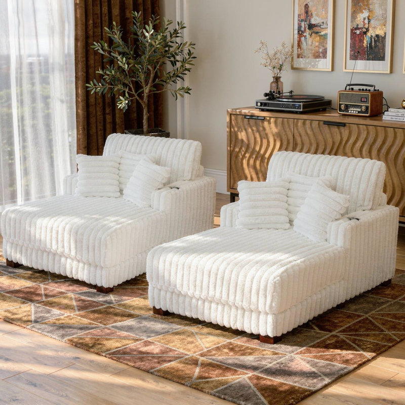 Chaise longue d'intérieur en fausse fourrure, Beige, Faux Fur
