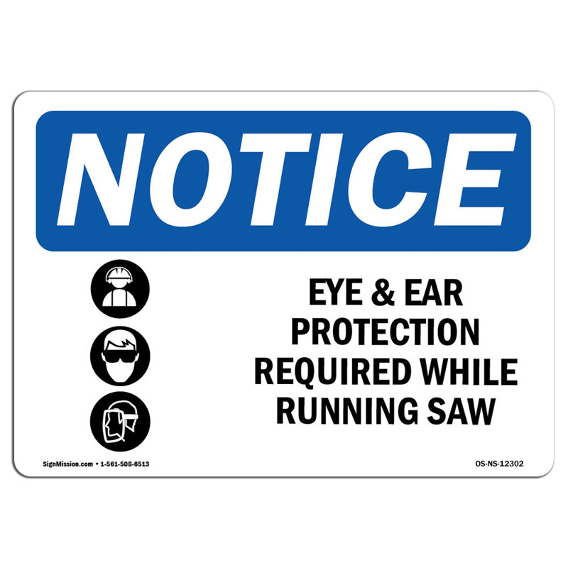 Panneau de protection pour les yeux et les oreilles requis