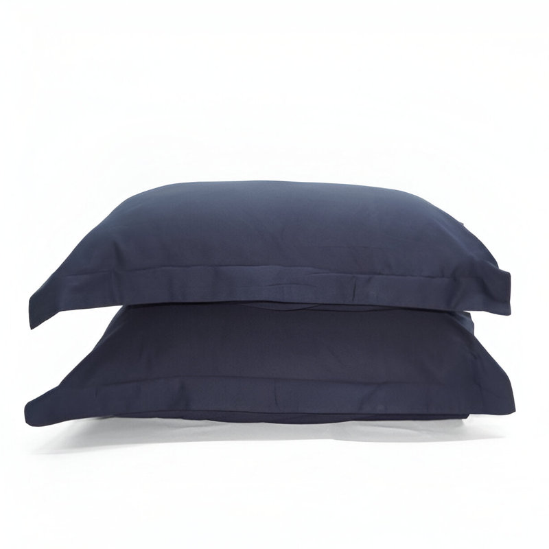 400TC Sateen Solid Cotton Pillow Sham, Navy Blue