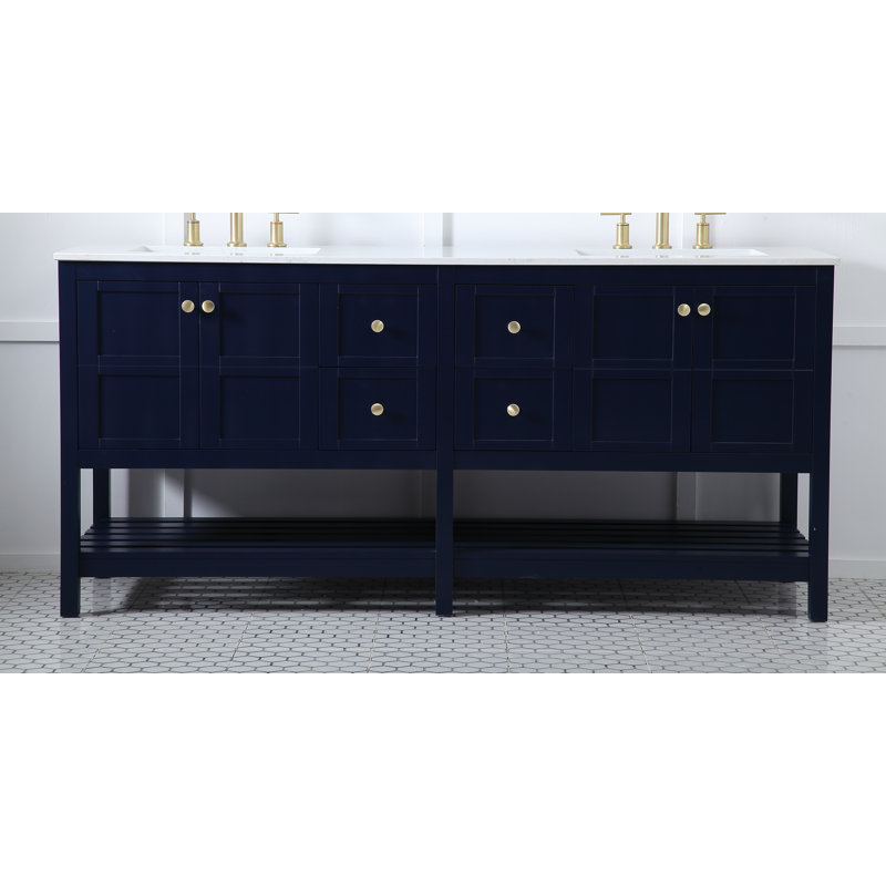 Ensemble de meuble-lavabo double 72 po Krish, Bleu