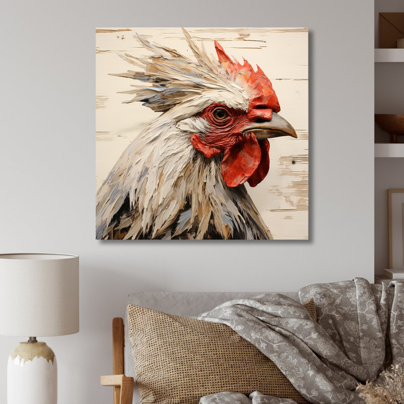 Art mural en métal Rustic Rooster Wooden, H 16 po x l 16 po
