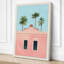 Pink Building in Palms Tropical - Wrapped Canvas-2045869628-2045869629