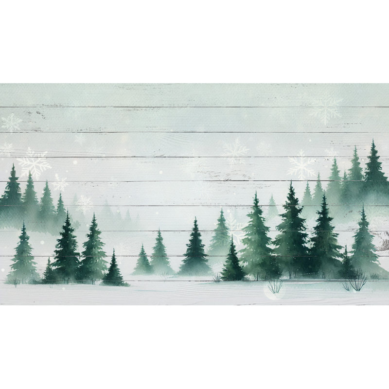 «Whispering Pines - Snowy Winter Forest», art mural sur toile, H 20 po x l 35 po