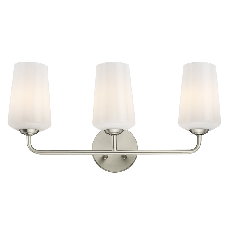 Celino Three-Light Bath & Vanity with Glass, Clear, Brushed Nickel