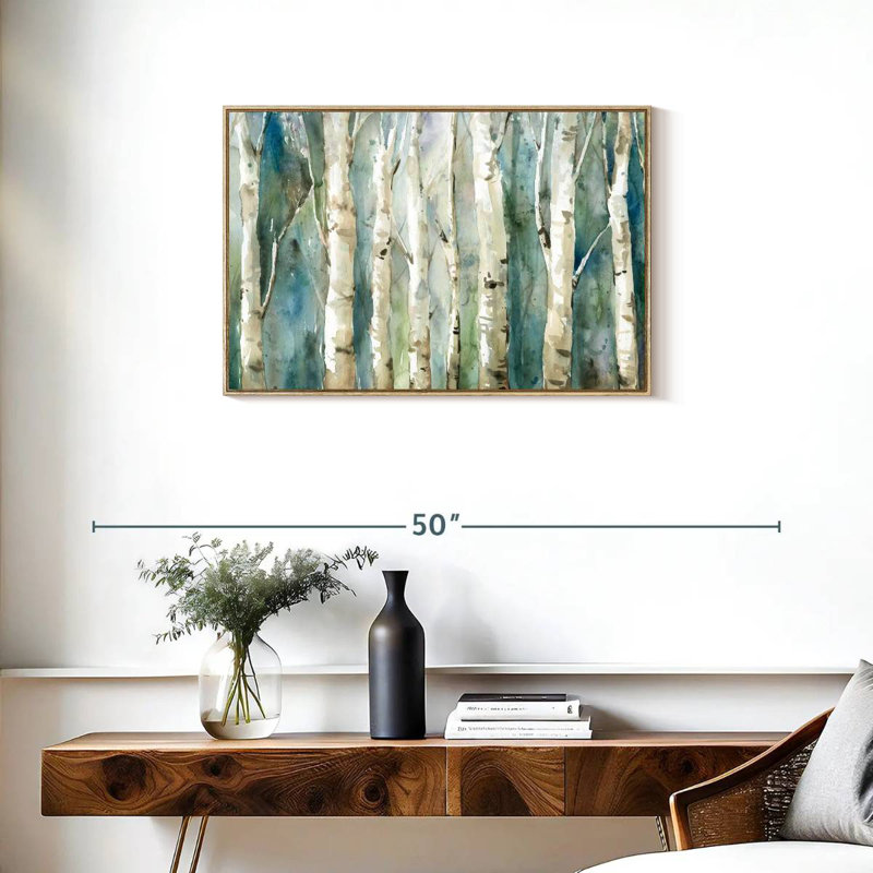 Birch River Walk, Floating Frame Natural Wood, 31" X 21"