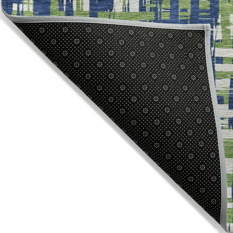 Tapis extérieur lavable abstrait bleu marine 3 pi x 5 pi