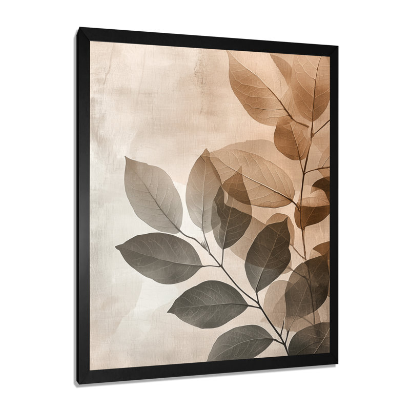 Collage mosaïque feuilles taupe II - impressions murales florales, Noir, noir, noir, noir, H 20 po x l 12 po