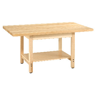 Établi à plateau en bois