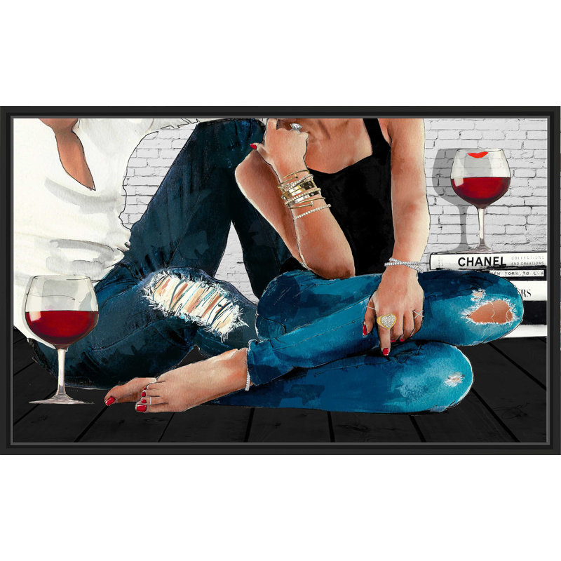 Casual Couple 1 (Horizontal) par By Jodi - impression, H 21,5 po x l 33,5 po x P 2 po, Cadre flottant noir