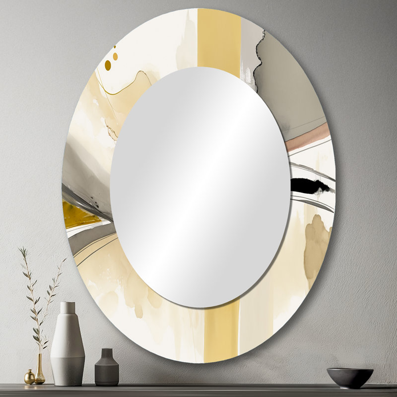 Miroir mural moderne jaune Touched By Mustard, 43 po x 33 po