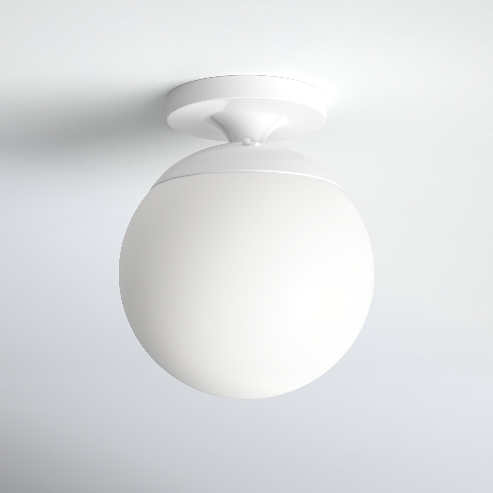 Meri Single Light Glass Semi Flush Mount, White, White, No