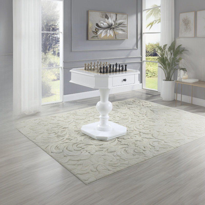 Table de jeu d'échecs réversible avec plateau de jeu Bishop II (Fingures d'échecs non incluses), Blanc