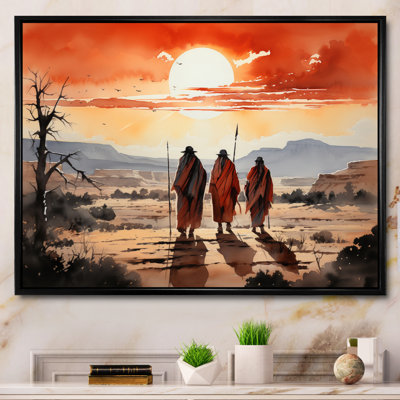 Native Art Guardians Of Prairies Framed On Canvas Print