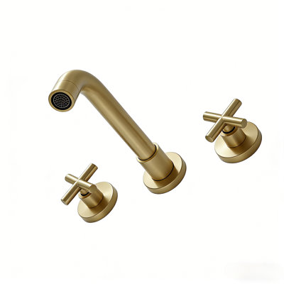 Double Handle Wall Mount Bathroom Faucet Brushed Gold