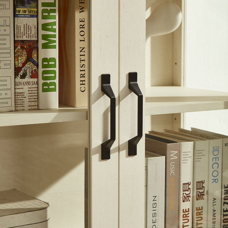 Élégante petite armoire avec lumières DEL - Petit buffet peu encombrant avec tablette réglable, portes en verre et tiroir - Rangement de cuisine moderne pour le café, les tasses et les essentiels