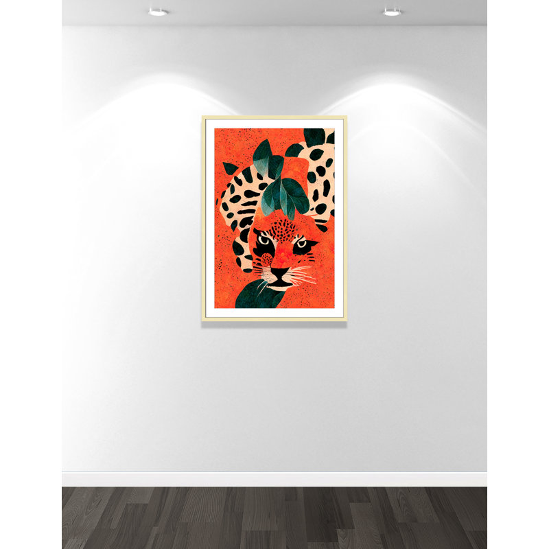 «Jaguar’s Gaze I» par Treechild, L 29,5 po x H 41,5 po, Imprimé mat, Or mat