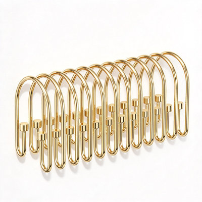Shower Curtain Hooks, 12 Pcs Shower Curtain Rings, Metal Shower Hooks for Shower Curtain, Shower Rod Hooks for Curtain Liner Bathroom
