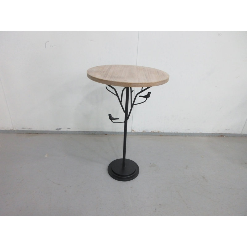 Table d'appoint ronde, petite table d'appoint pour les petits espaces, table basse d'appoint moderne avec pieds en métal pour le salon, la chambre à coucher, les coins et le bureau (naturel)