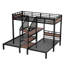 Lit superposé simple au-dessus de simple au-dessus de simple, lit superposé triple en métal avec tablettes de rangement et escaliers de rangement, noir-858097620