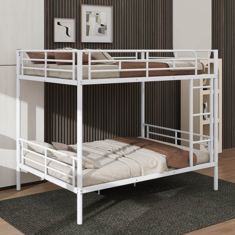 Roomy Full-Size Metal Bunk Bed, White