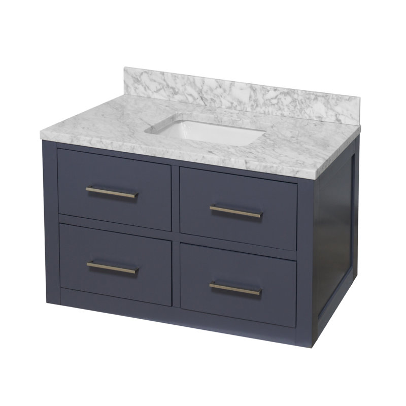Ensemble de meuble-lavabo simple mural 42 po Virley, Gris marine