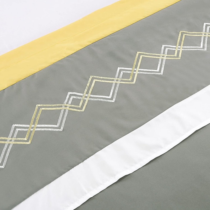 Room Darkening Curtain Pair, Yellow/Gray/White