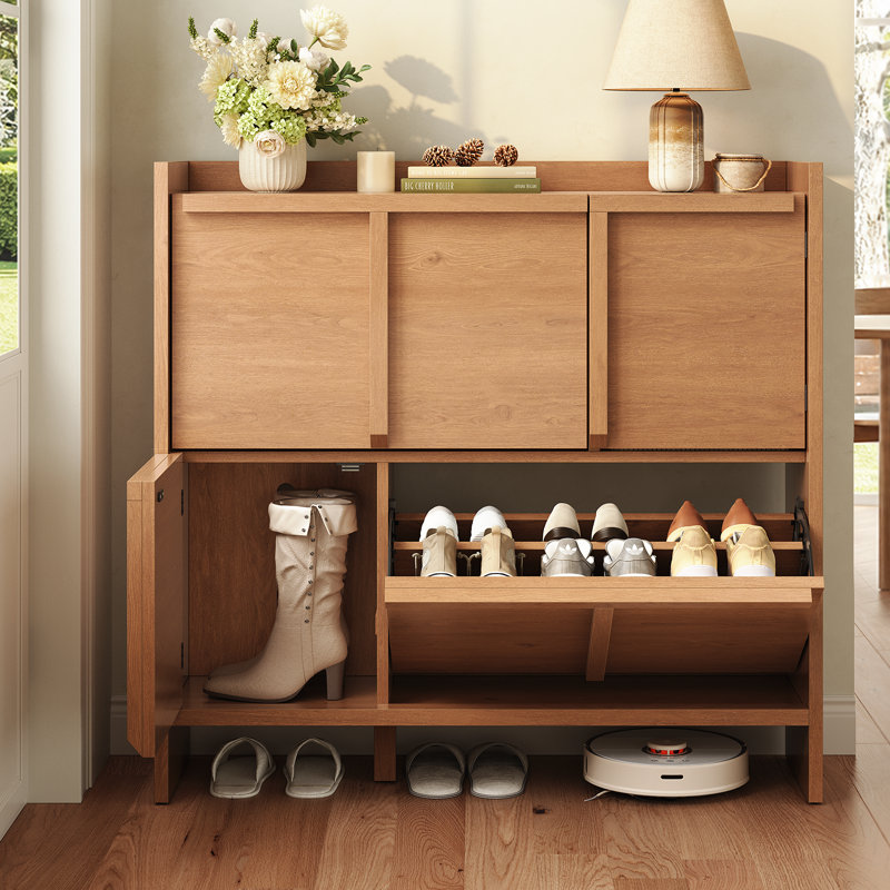 Armoire de rangement pour chaussures 24 paires avec 2 tiroirs rabattables