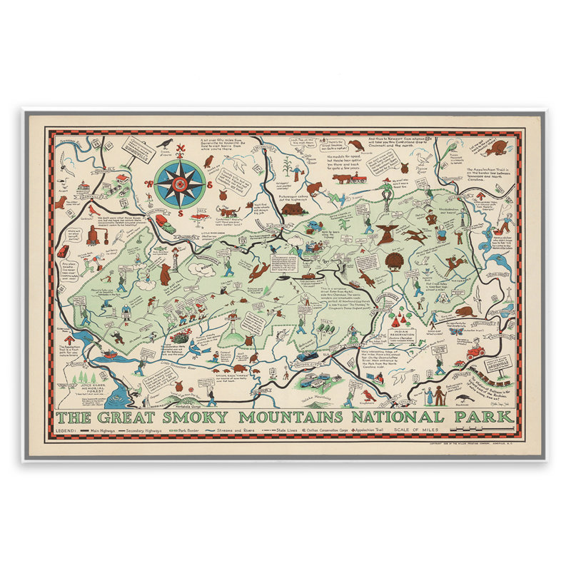 "Great Smoky Mountains Map" par Stellar Design Studio, H 13 po x l 19 po