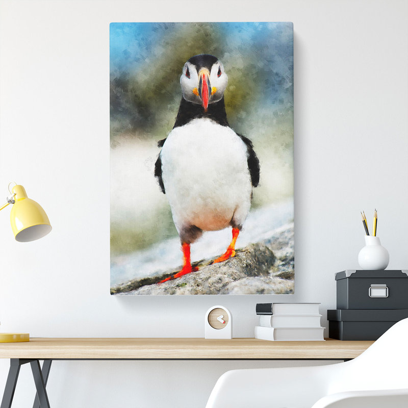 Lone Atlantic Puffin - Wrapped Canvas, 60cm H x 40cm W x 3cm D