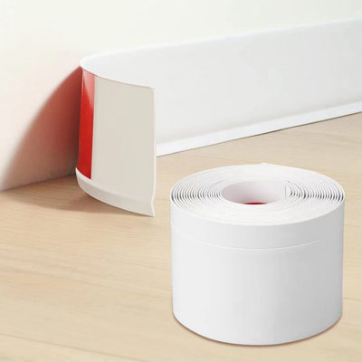 Flexible Self-Adhesive PVC Baseboard Molding Trim, 4 Inch x 3.28 Ft Peel and Stick Waterproof Vinyl Cove Wall Base, No Tools Gap Cover for Floor Edge & Wall Protection