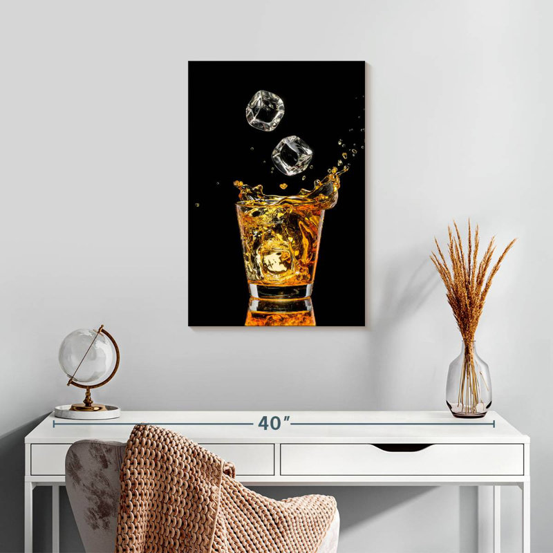 Yarlin Whiskey And Ice Cubes, 24" H x 16" W
