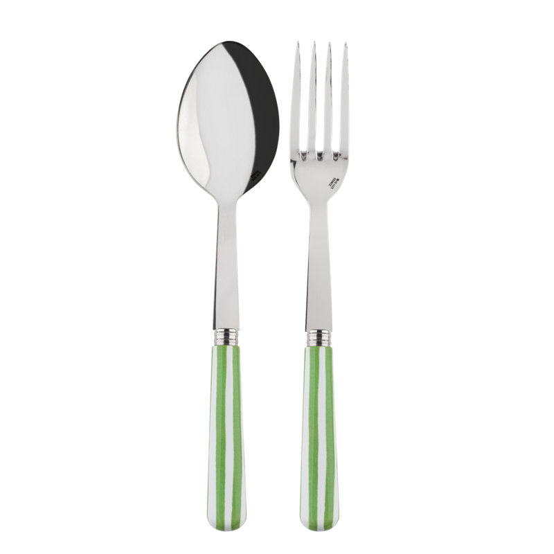 Sabre Paris - Serving Set White Stripe, Garden Green