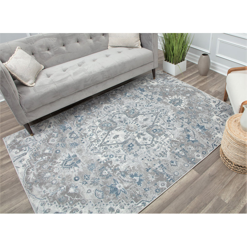 Tapis bleu arctique Elliana, Rectangle 5 pi x 7 pi