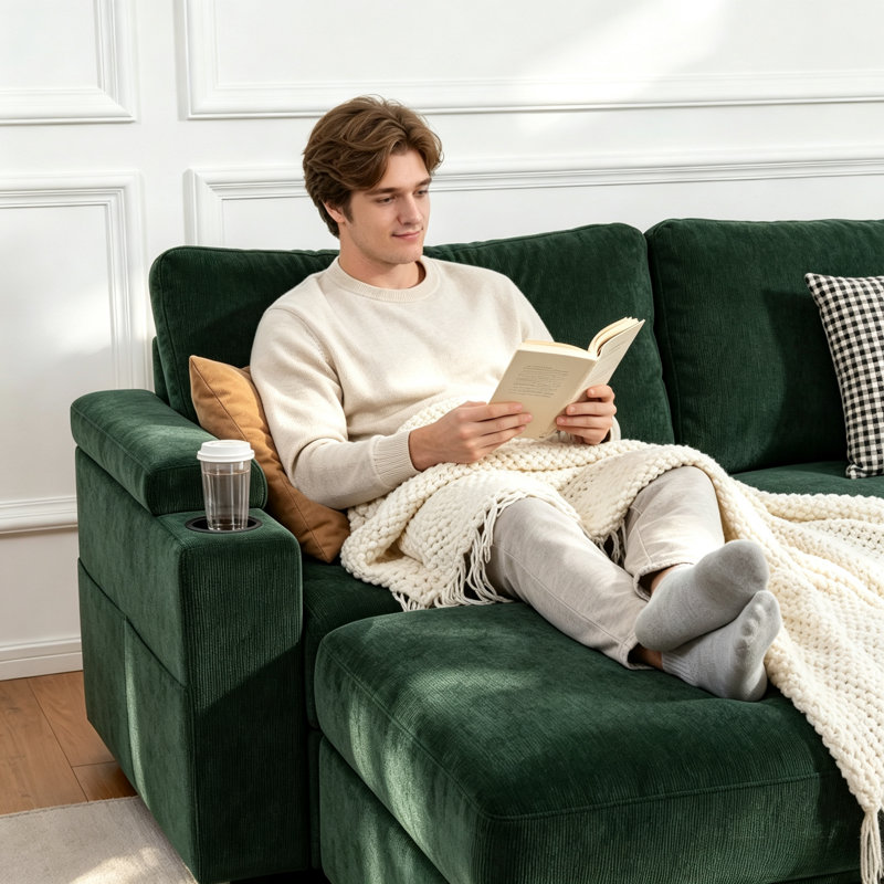 Canapé d'angle modulaire surdimensionné en forme de U de 295 cm (116 pouces), 6 places, confortable, en chenille, avec assise profonde et pouf amovible.