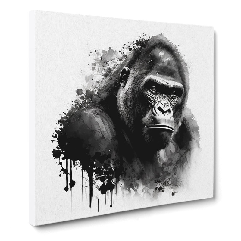 Gorilla Ink Wash - Wrapped Canvas, 35cm H x 35cm W x 3cm D