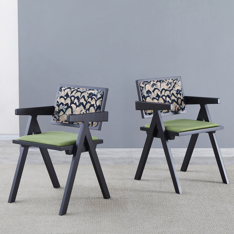 2 chaises de salle à manger, en bois d'hévéa massif, de style médiéval, avec accoudoirs, chaise de salon, simple et naturelle
