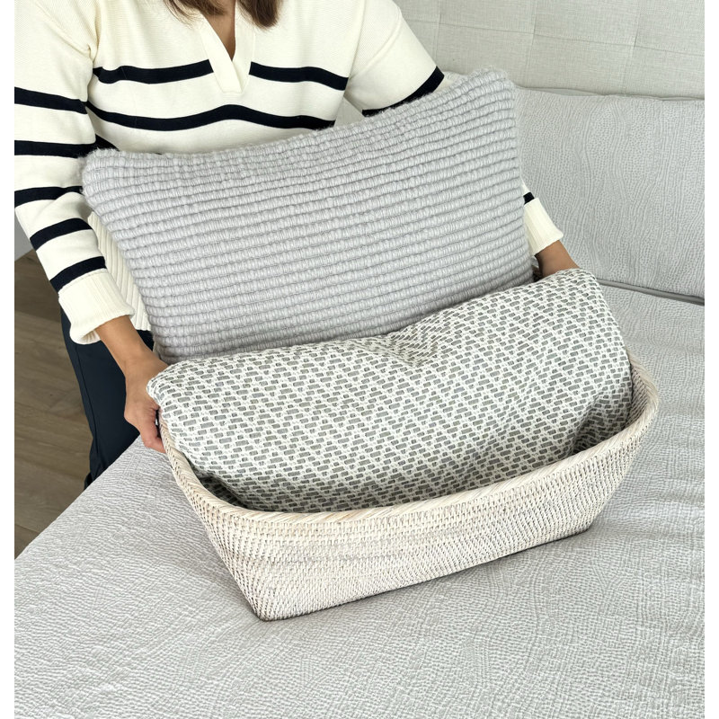 Panier en rotin Everard, Blanc délavé