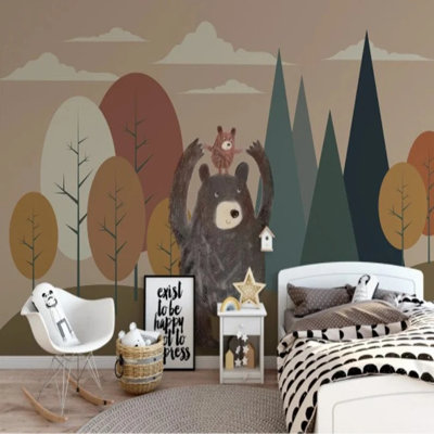 Bear & Cub In Autumn Woods