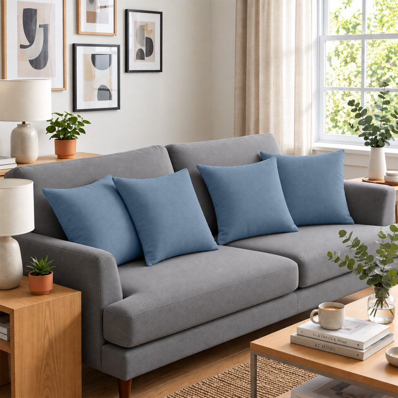 Soft Premium Microfiber Dyed Cushion Cover, WASHED BLUE