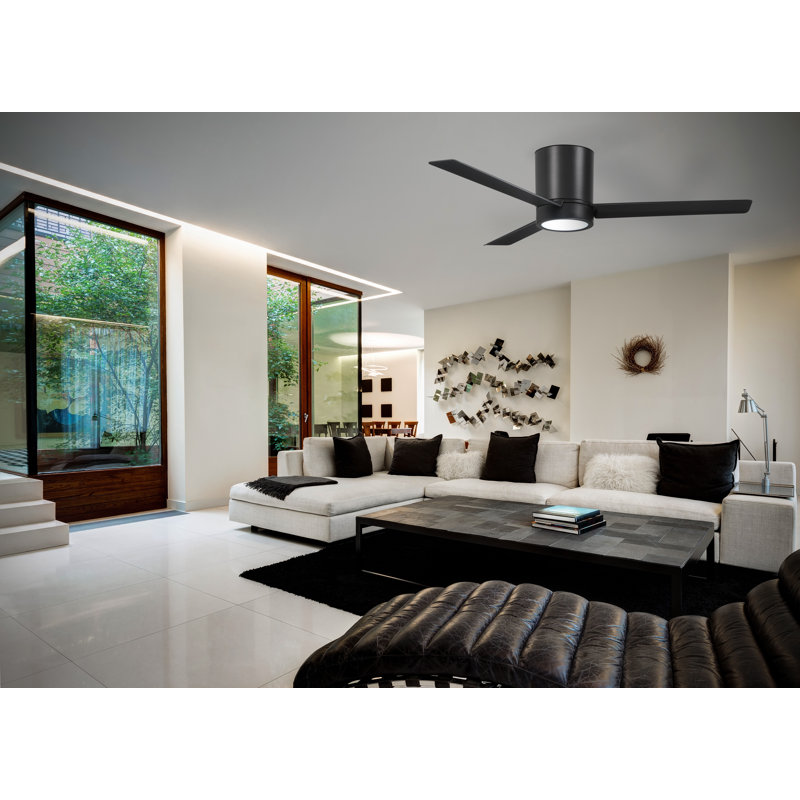 52'' Black Low Profile LED Ceiling Fan with Remote