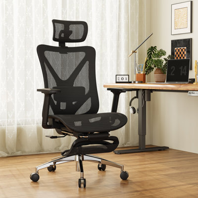 Niccoli Ergonomic Office Chair with 3D Lumbar Support, 3D Armrests, Adjustable Headrest, Steel Base, Reclining Design with Footrest
